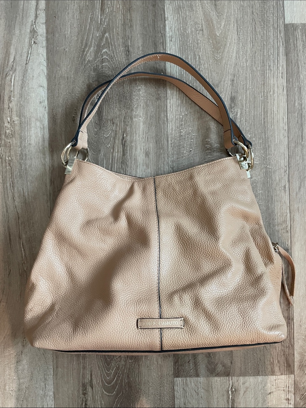 Vince Camuto Tan Pebbled Leather Shoulder Bag